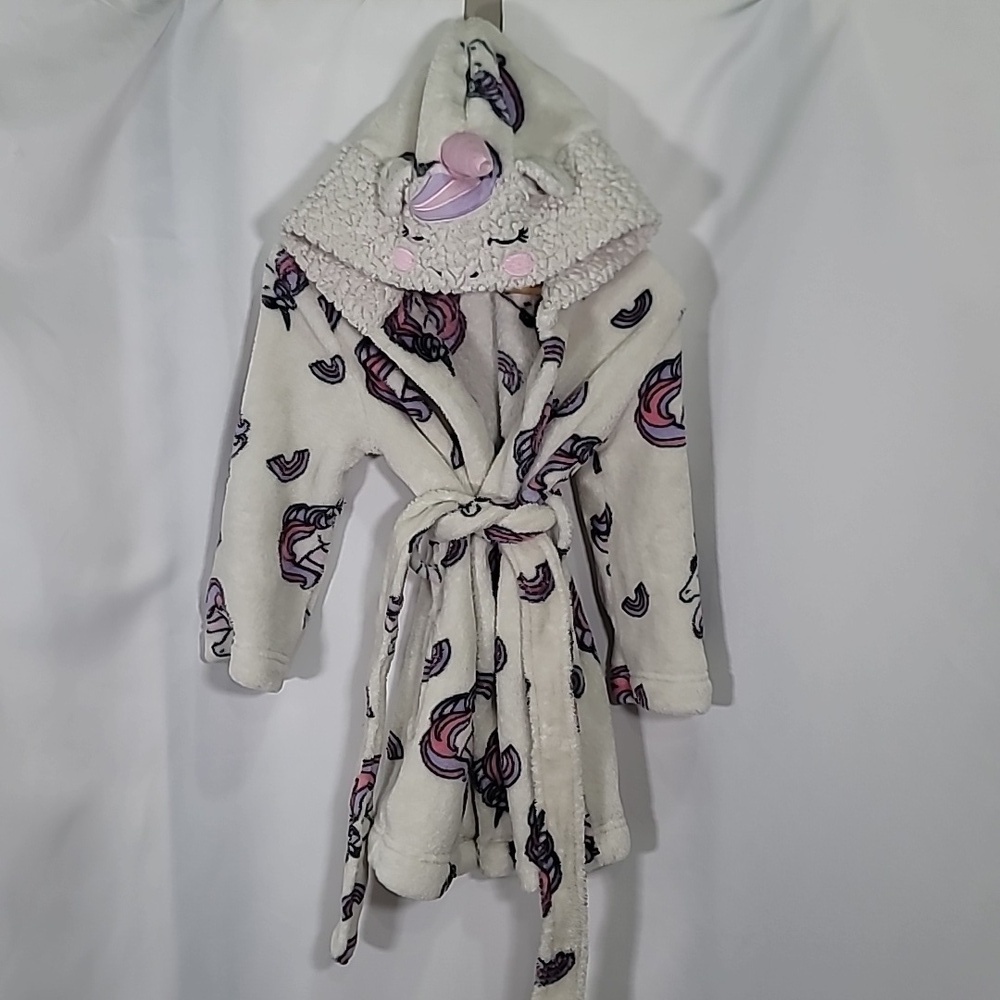 5/$30 PEKKLE Unicorn Fleece Robe with Hood Warm Soft